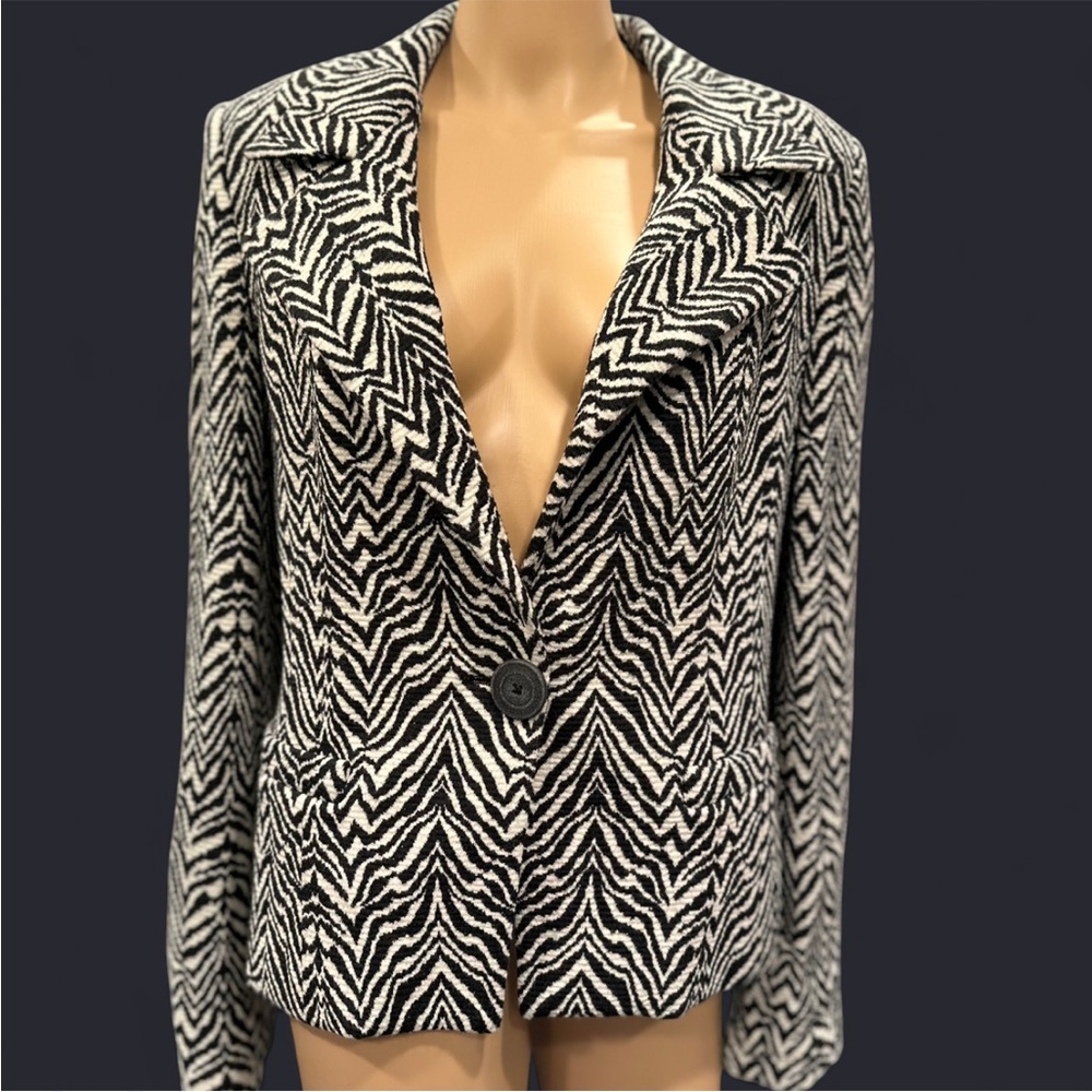 Vintage Di Vita Luxe Black and White zebra Zigzag Blazer